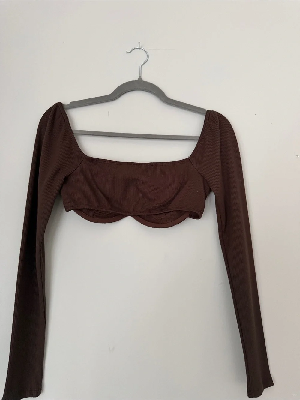 Princess Polly Brown Long Sleeve Underwire Mini Top